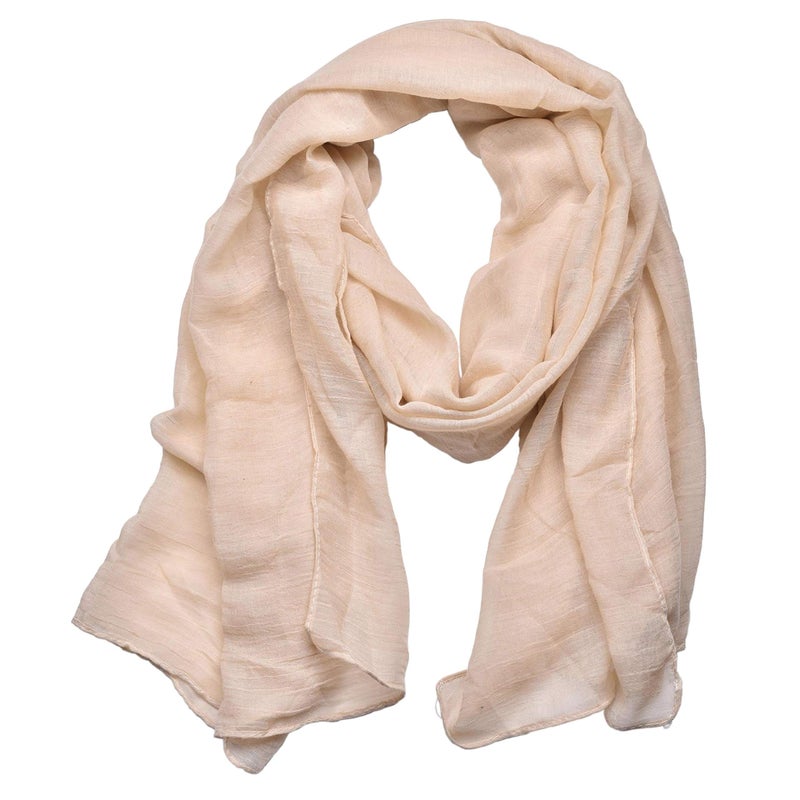 woogwin Women's Cotton Scarves Lady Light Soft Fashion Solid Scarf Wrap Shawl (One Size, beige) - Image 1